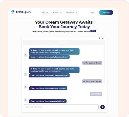 Travel Hero interface showcasing AI-powered tools that simplify trip planning and travel booking